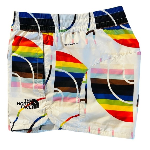 THE NORTH FACE WOMEN’S ATHLETIC SHORTS WHITE & RAINBOW COLORS SIZE SMALL - Picture 10 of 12